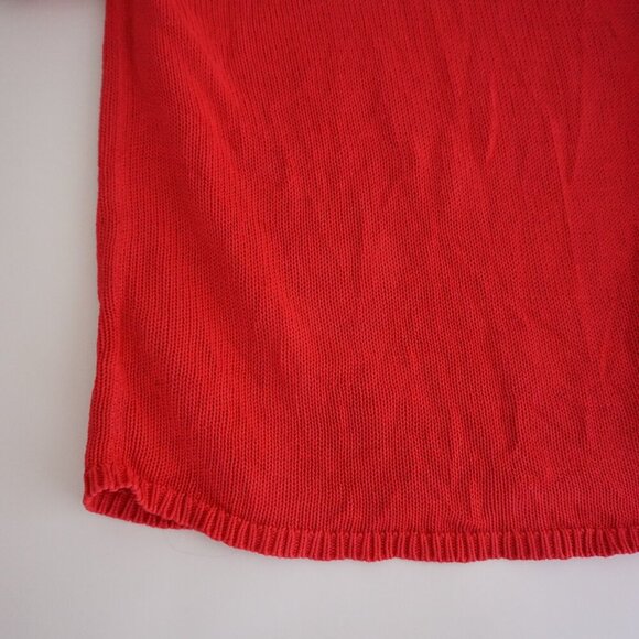 Adidas Red 100% Cotton Knit Big Trefoil Logo Mockneck Short Sleeve Sweater S - Picture 12 of 15